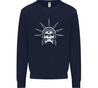 Statua Della Libertà Teschio USA Gotico Biker Uomo Felpa Maglione