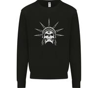 Statua Della Libertà Teschio USA Gotico Biker Uomo Felpa Maglione