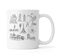 Statua della Libertà Torre di Pisa Sfinge Pagoda Big Ben Torre Eiffel Tazza in ceramica bianca