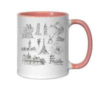 Statua della Libertà Torre di Pisa Sfinge Pagoda Big Ben Torre Eiffel Tazza in ceramica rosa