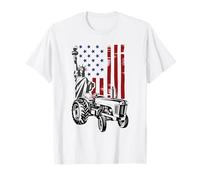 Statua della Libertà Trattore Bandiera Americana Contadino Patriottico Maglietta