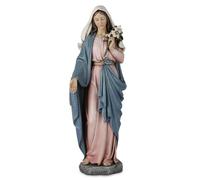 Statua della Madonna Beata: statua di Santa Maria con gigli da 35,5 cm, elegante decorazione per la casa, dipinta a mano, collezione Renaissance.