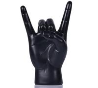 Statua della mano con gesto rock in resina nera da 7,7 pollici - Scultura decorativa da tavolo per amante della musica della cultura rock per la decorazione di casa o ufficio, scrivania e libreria