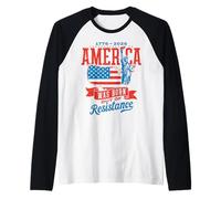 Statua della Mappa retrò dell'America Nata dalla Resistenza 1776-2026 Maglia con Maniche Raglan