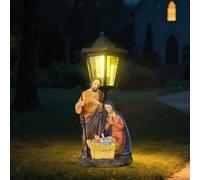 Statua della Natività della Sacra Famiglia con luci solari per balcone,