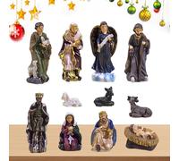 Statua della Natività di Cristo | Set presepe in resina 11 pezzi per Natale in interni - Presepe di Natale, Ornamenti religiosi per camera da letto, ufficio.