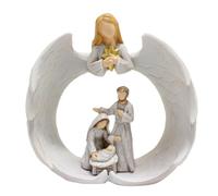 Statua della Natività,Statua della Sacra Famiglia - Statue del presepe della Sacra Famiglia con angeli in resina - Statuetta del presepe di Natale Statua del presepe da tavolo in resina per decorazion