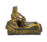 Statua della regina egiziana Cleopatra sdraiata sul letto Loung Black Solid Stone Made in Egypt