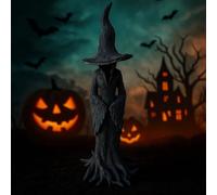 Statua della strega, 1 statuetta di strega gotica dipinta a mano, mistica finitura nera e dettagli raffinati, accento spettrale, statua per mantelli di Halloween e decorazioni per la casa (grande e