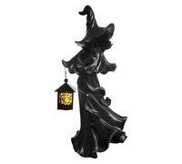 Statua della strega del barile di cracker, statuetta gotica in resina di Halloween, decorazione retrò mago, ornamento fantasy scuro, statue a tema maledizione, decorazione per festival di Halloween