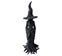 Statua della strega del barilotto di cracker, statuetta gotica di Halloween in resina, decorazione retrò del mago, incantevole statua della strega, decorazione di fantasia scura, ornamento da