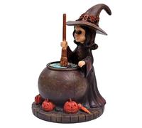 Statua della strega in resina | Statuetta di strega Halloween con calderone a bolle per centrotavola | Decorazione per la casa e la casa per feste di Halloween