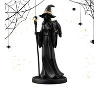 Statua della strega - Statuetta strega retrò con corvo, decorazione per Halloween, fantasia scura, ornamento gotico per scrivania da tavolo, accento per la casa di Halloween con il personale |