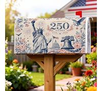 Statua delle coperture magnetiche per cassette postali, copertura per cassetta postale rossa con campana patriottica vintage del 4 luglio, decorazione per casa e giardino, 53 x 65,5 cm