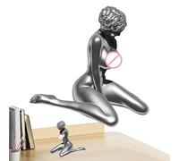 Statua delle ragazze | Ornamento della resina della donna nuda inginocchiata d'argento - Statua del corpo femminile, scultura della decorazione domestica, artigianato della scultura del corpo della