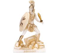 Statua di Achille Guerriero greco della Guerra di Scultura Figura Alabastro Tono Oro 7,8 Pollici