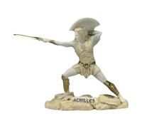 Statua di Achille - Scultura eroe guerriero greco - Statuetta in marmo fuso a mano dalla Grecia - Finitura patina con accenti dorati - Posa da battaglia greca antica