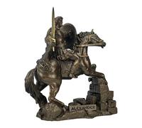 Statua di Alessandro Magno a Cavallo, 16 cm, in marmo fuso con finitura in bronzo, realizzata a mano in Grecia, decorazione greca classica