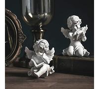 Statua di angelo cherubino - 9 x 11 cm statuetta di Cupido alato per interni ed esterni, decorazione da giardino, scultura commemorativa e ornamento artistico, per gli amanti degli angeli