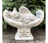 Statua di angelo commemorativo per animali domestici con gatto con le mani di Dio, pietra per lapide da giardino, in amorevole memoria di un regalo perduto per animali domestici, 17,2 cm