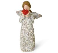 Statua di Angelo Custode, Angeli Commemorativa in Resina con Vestito Intagliato A Foglie E Cuore, Regalo di Simpatia per Donne, Ricordo Curativo per La Perdita, Oggetti Decorativi per La Casa