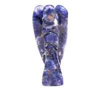 Statua di angelo custode in sodalite naturale, statuetta per protezione da elettrostress, sovraemotivo, guarigione Reiki, terapia dei chakra dell'aura (5 cm)