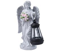 Statua di angelo da giardino, 5, 5x2, 8x9, 1 figurine di angelo con decorazione commemorativa per esterni a luce solare, statuetta in resina resistente alle intemperie per statuette di cimitero e c
