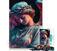 Statua di angelo in luci al neon,puzzle da 1000 pezzi,gioco mentale divertente,pezzi che si incastrano perfettamente,attività di gruppo rilassante al chiuso (38x52cm)