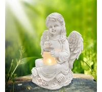 Statua di angelo in resina a energia solare a LED con luce a LED da giardino,