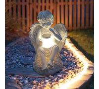 Statua di angelo in resina a energia solare a LED con luce a LED da giardino,