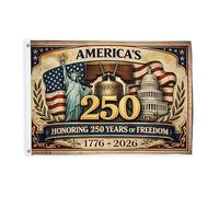 Statua di bandiere per esterni, stile patriottico vintage, campana, campidoglio, celebrazione, bandiere decorative rosse, striscione decorativo per esterni, resistente allo sbiadimento, decorazione