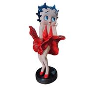 Statua di Betty Boop in resina su base da terra con abito rosso sventolante