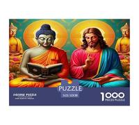 Statua di Buddha 1000 pezzi per adulti e bambini: Buddha Gesù Libro Giochi educativi Decorazione della casa Puzzle per la famiglia 52x38cm/1000 pezzi