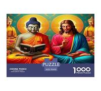 Statua di Buddha 1000 pezzi Puzzle per adulti: Buddha Gesù Libro Giochi educativi Adatto alla decompressione 70x50cm/1000 pezzi
