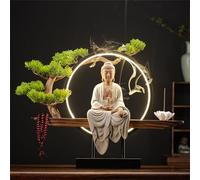 Statua di Buddha con bruciatore di incenso e lampada a LED, decorazione artistica da parete 3D, applique zen da parete per soggiorno, portico e spazio di meditazione