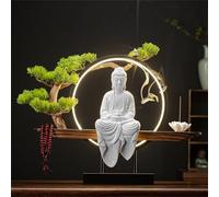Statua di Buddha con bruciatore di incenso e lampada a LED, decorazione artistica da parete 3D, applique zen da parete per soggiorno, portico e spazio di meditazione