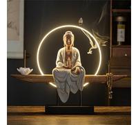 Statua di Buddha con bruciatore di incenso e lampada a LED, decorazione artistica da parete 3D, applique zen da parete per soggiorno, portico e spazio di meditazione