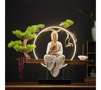 Statua di Buddha con bruciatore di incenso e lampada a LED, decorazione artistica da parete 3D, applique zen da parete per soggiorno, portico e spazio di meditazione