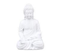 Relaxdays Statua del Buddha Seduto, Figura da Giardino Alta 30 cm, Resistente alle Intemperie, Poliresina, Bianco
