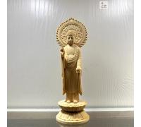 Statua di Buddha della medicina cinese da 21 cm, realizzata in legno di cipresso, una statua di Buddha in vetro per adorare la casa, un altare per proteggere gli spiriti maligni, portare ricchezza