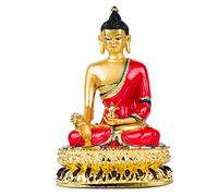 Statua di Buddha della Medicina da 5 Pollici placcata in Oro e Dipinta Buddismo tantrico Tibetano Scultura Figurina Ornamenti Decorativi Zen Piccolo Ornamento di Buddha Portatile Regalo per Buddista