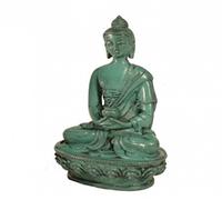 Statua di Buddha dipinta verde altezza 11 cm ceramica meditazione pace decorazione