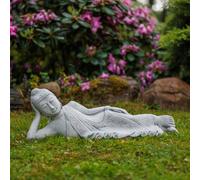 Statua Di Buddha Feng-Shui In Cemento Bianco 25 Cm 21 Kg Resistente Al Gelo