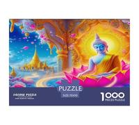 Statua di Buddha Impossibile Difficile Sfida Puzzle da 1000 Pezzi - Buddha Tempio del Loto Cosmico Sereno Carta Riciclata per Decorazione da Parete per la Casa 70x50cm/1000 pezzi