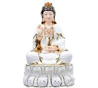 Statua di Buddha in Ceramica Bianca del Bodhisattva Avalokitesvara dal Design Raffinato, per Decorazioni Zen, Statuetta di Buddha, Scultura Artigianale, Opera d'Arte