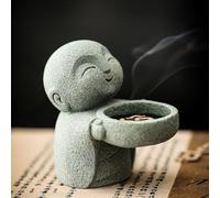 Statua di Buddha monaco zen, piccola statua di pietra arenaria Feng Shui, decorazione per preghiera, sculture ornamentali, ricchezza, buona fortuna, decorazione per casa, ufficio e auto (monaco Jizo)