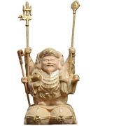 Statua di Buddha per Decorazioni per la casa Daikokuten Statua Shichifukujin intagliata a Mano Decorazione Feng Shui per Fortuna, ricchezza e prosperità Fascino Cinese della prosperità Decorazione
