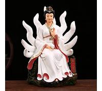 Statua Di Buddha Per Interni Buddha Nine Taild Fox Statue Lucky Decoration Resin Spirit DECORAZIONE DECORAZIONE ROSA/BIANCA DECORAZIONE ZEN Statua Di Buddha In Meditazione Statuetta Scultor(B,30cm)