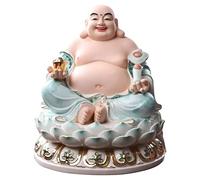 Statua Di Buddha Per Interni Decorazione Zen Ceramica Sala piena Buddha Seduto Loto Buddha Maitreya Pancia grande Buddha che ride Maitreya Ornamenti for il culto della casa Attrarre ricchezza Statua D