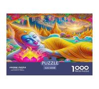 Statua di Buddha Puzzle 1000 Pezzi Rompicapo Per Adulti E Bambini Fiore di Loto Sfide Extra Difficile Divertenti Perfetto Impossibile Creativo Colorato 52x38cm/1000pcs